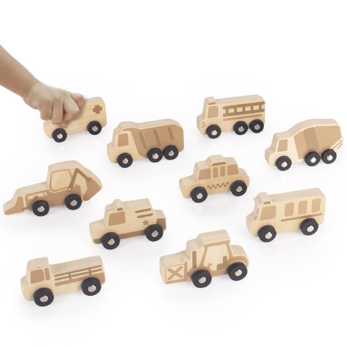 Alternate Image #1 of Mini Wooden Vehicles - 10 Pieces