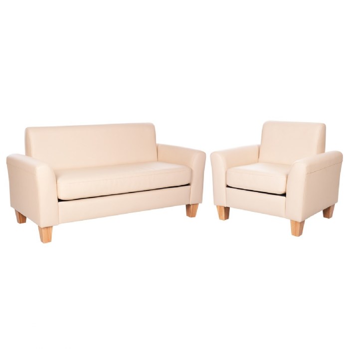 Primary Image of Sense of Place Tan Vinyl Couch and Chair