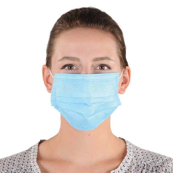 Alternate Image #1 of Adult Face Mask 3-Ply - Blue - Set of 50