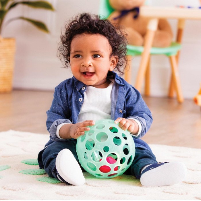 Alternate Image #1 of Light-Up Sensory Ball - Grab n' Glow Textured Ball with Holes