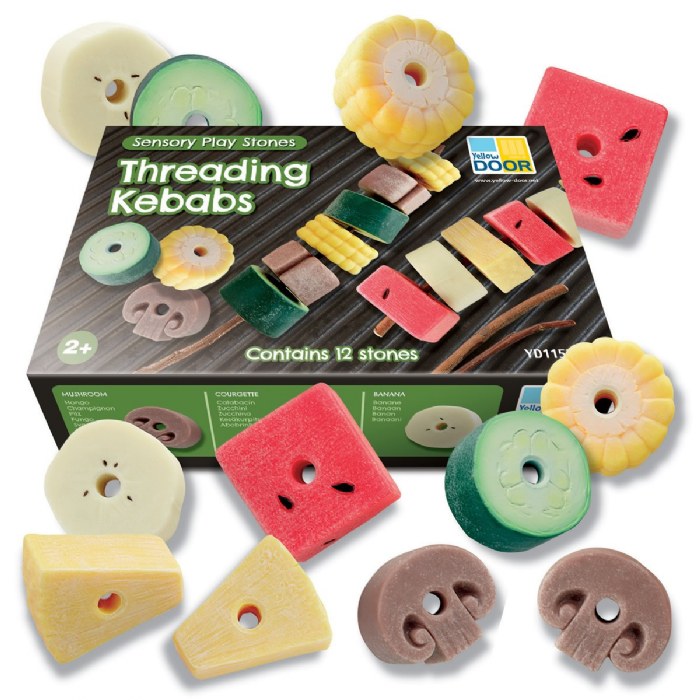 Alternate Image #1 of Sensory Play Stones: Threading Kebabs - 12 Pieces