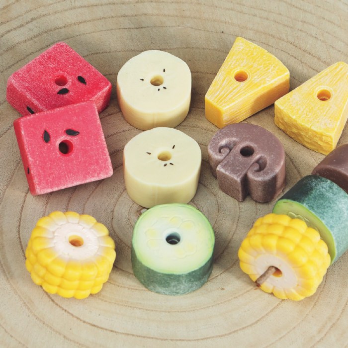 Alternate Image #1 of Sensory Play Stones: Threading Kebabs - 12 Pieces