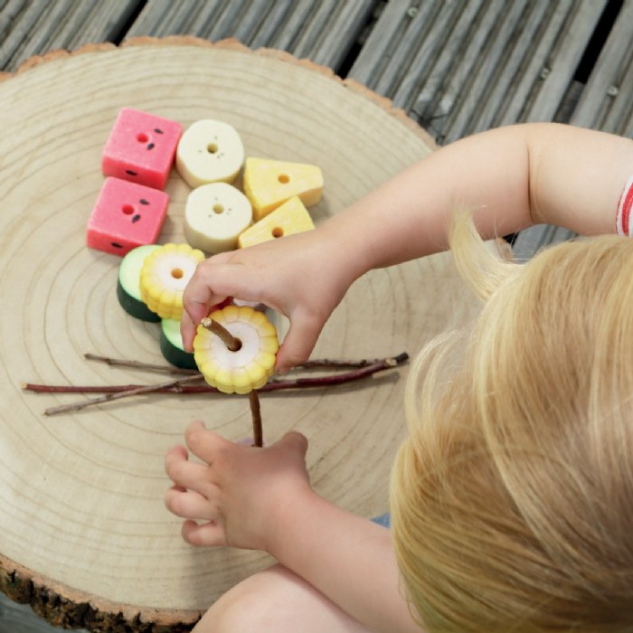 Alternate Image #1 of Sensory Play Stones: Threading Kebabs - 12 Pieces