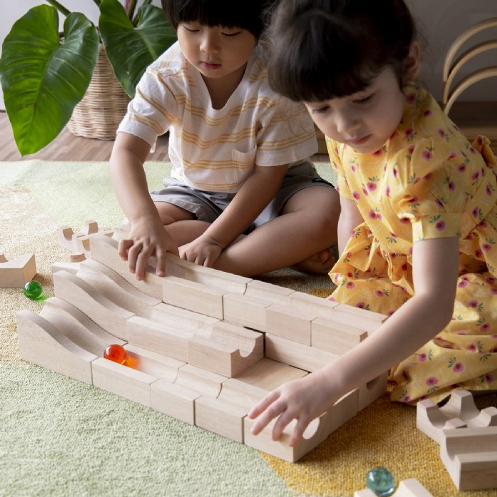 Alternate Image #1 of Unit Block Marble Run - 40 Piece Set