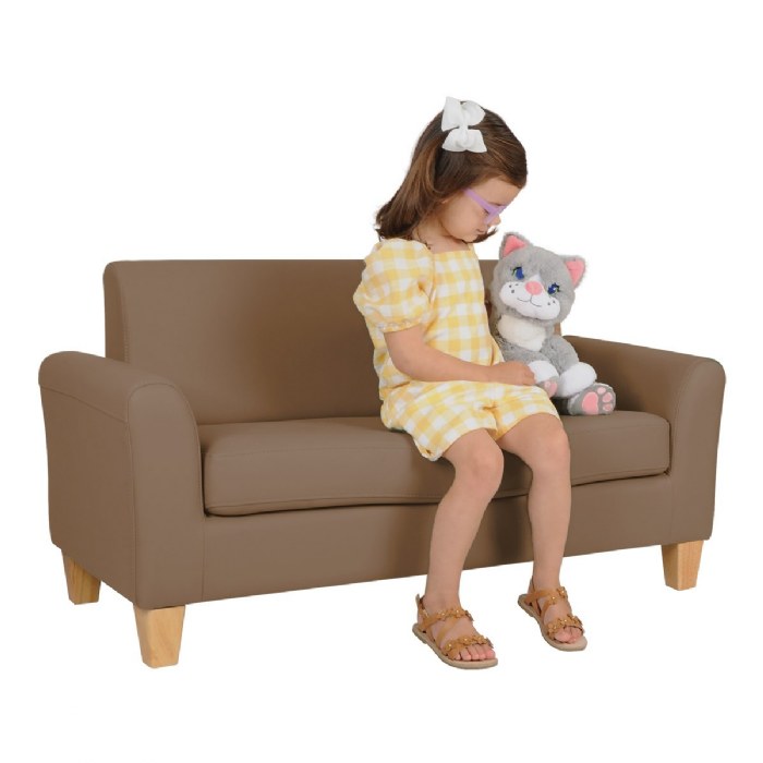 Alternate Image #1 of Modern Vinyl Couch - Brown