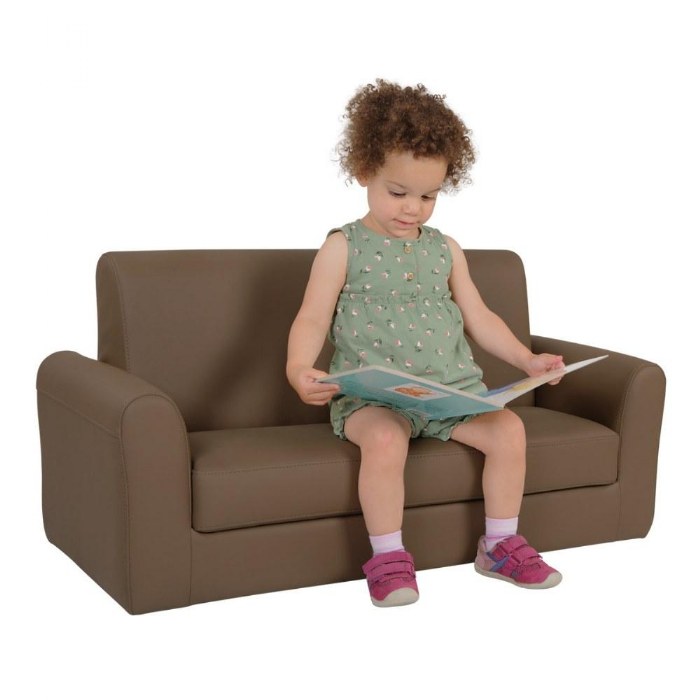 Alternate Image #1 of Toddler Modern Vinyl Couch - Brown