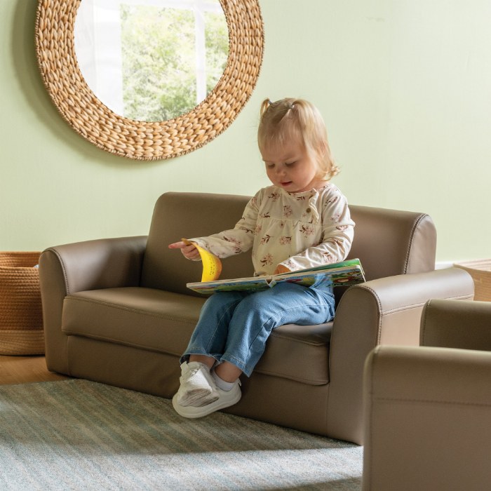 Alternate Image #1 of Toddler Modern Vinyl Couch - Brown