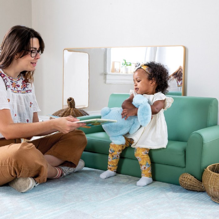 Alternate Image #1 of Toddler Modern Vinyl Couch - Green