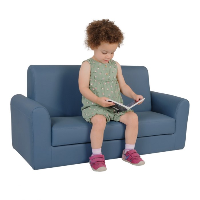 Alternate Image #1 of Toddler Modern Vinyl Couch - Blue