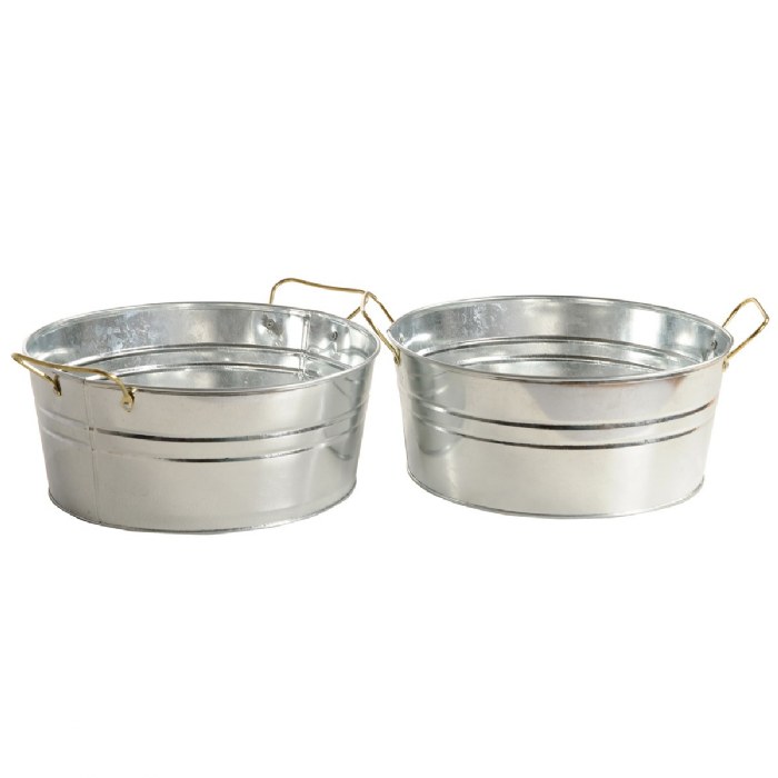 Primary Image of Galvanized Tin Totes - Set of 2