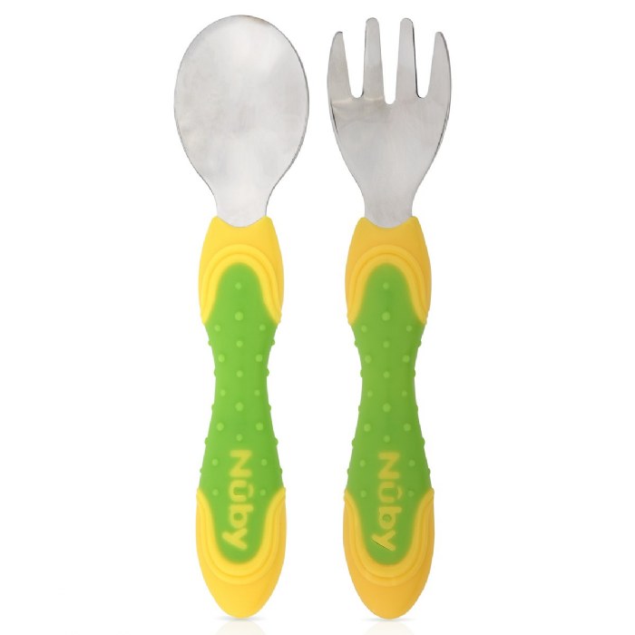 Alternate Image #1 of Stainless Steel Toddler Fork and Spoon - Set of 10