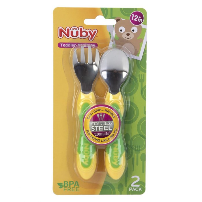 Alternate Image #1 of Stainless Steel Toddler Fork and Spoon - Set of 10