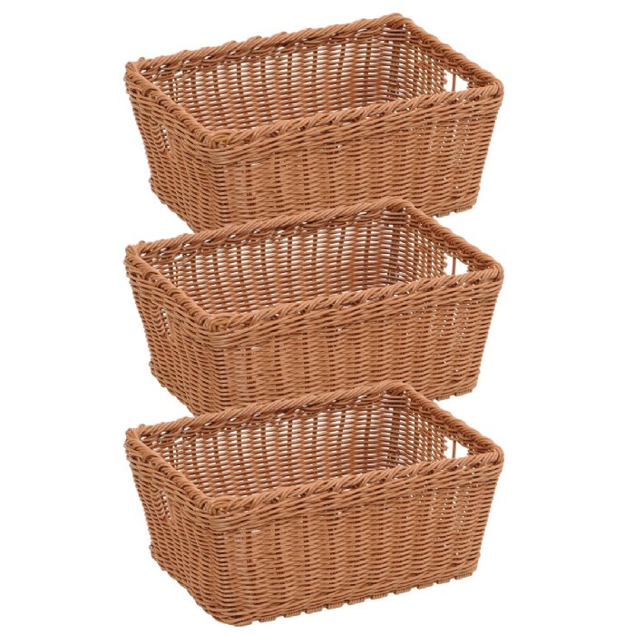 Primary Image of Washable Wicker Basket with Hand Grips - Small Set of 3