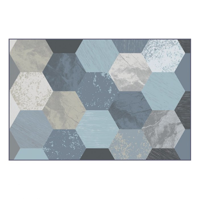 Primary Image of Sense of Place Hex Carpet - Blue - 6' x 9' Rectangle