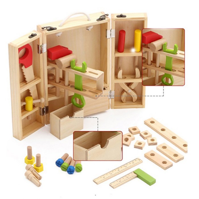 Alternate Image #1 of Dramatic Play Wooden Carpenter Set - 35 Pieces