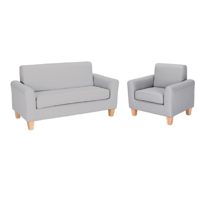 Primary Image of Sense of Place Gray Vinyl Couch and Chair