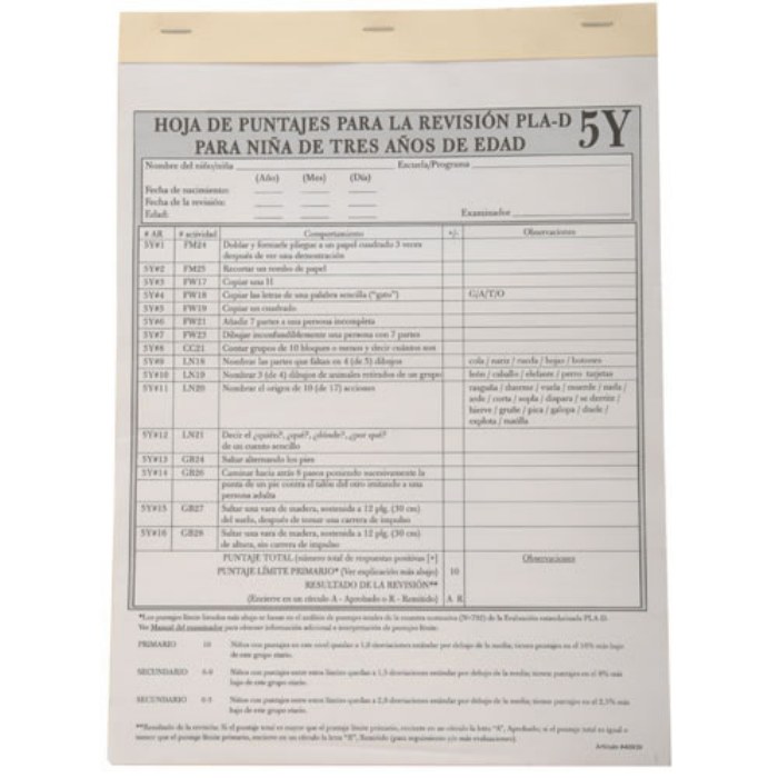 Primary Image of LAP&trade;-D Screens Age 5 Scoring Profile - Spanish