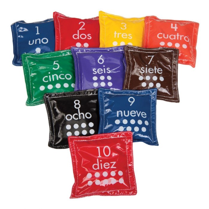 Alternate Image #1 of Bilingual Number Beanbags - Set of 10