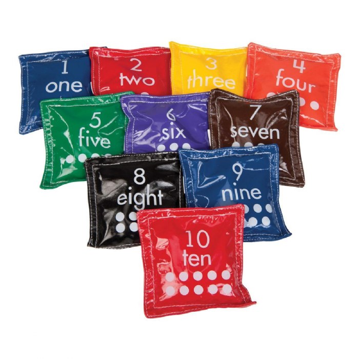 Alternate Image #1 of Bilingual Number Beanbags - Set of 10