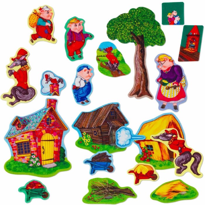 Alternate Image #1 of Goldilocks and the Three Bears and The Three Little Pigs Fairy Tales Felt Set