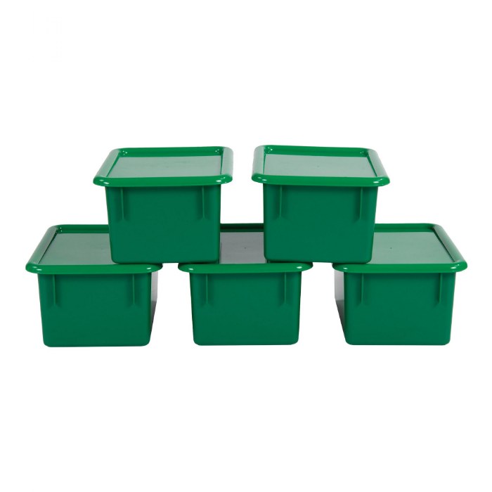 Alternate Image #1 of Storage Bins with Lids - Set of 5 - Green