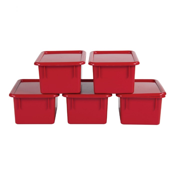 Alternate Image #1 of Storage Bins with Lids - Set of 5 - Red