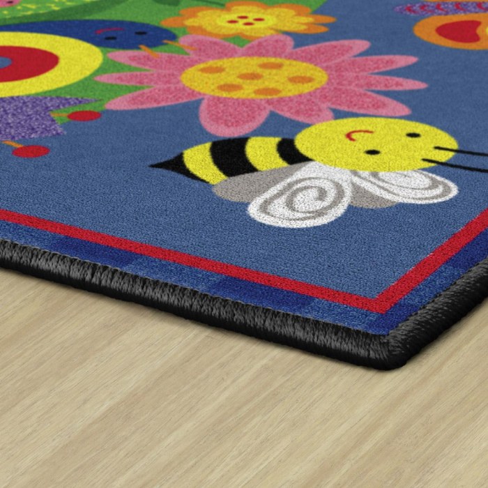 Alternate Image #1 of Friendly Cutie Bright Colored Bugs and Flower Carpet - 3' x 5' Rectangle