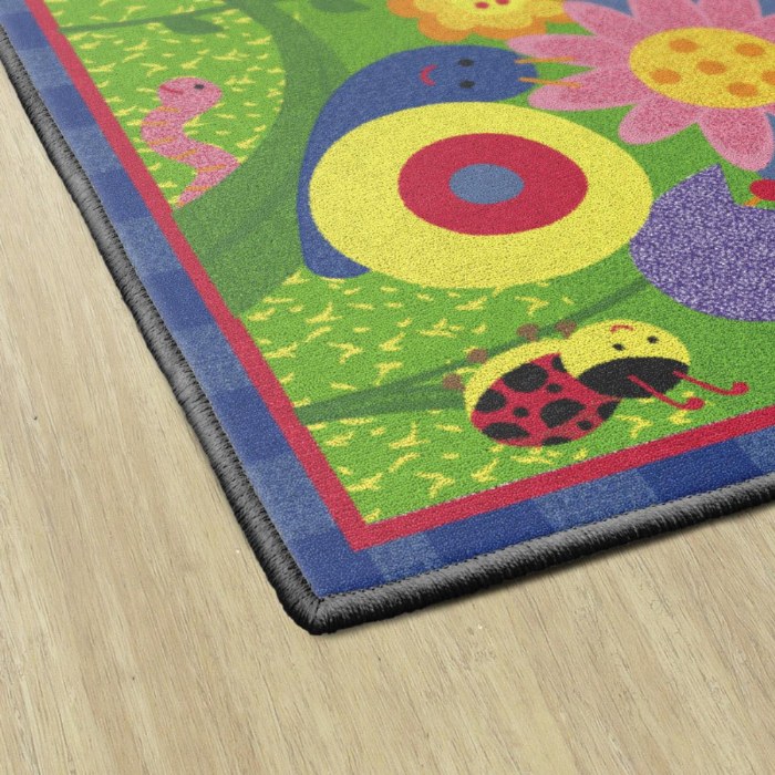 Alternate Image #1 of Friendly Cutie Bright Colored Bugs and Flower Carpet - 3' x 5' Rectangle