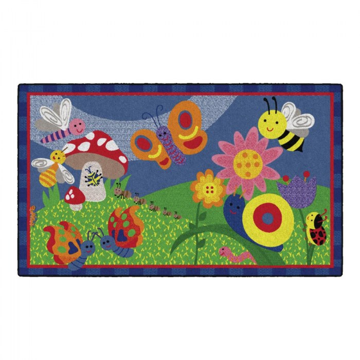 Primary Image of Friendly Cutie Bright Colored Bugs and Flower Carpet - 3' x 5' Rectangle