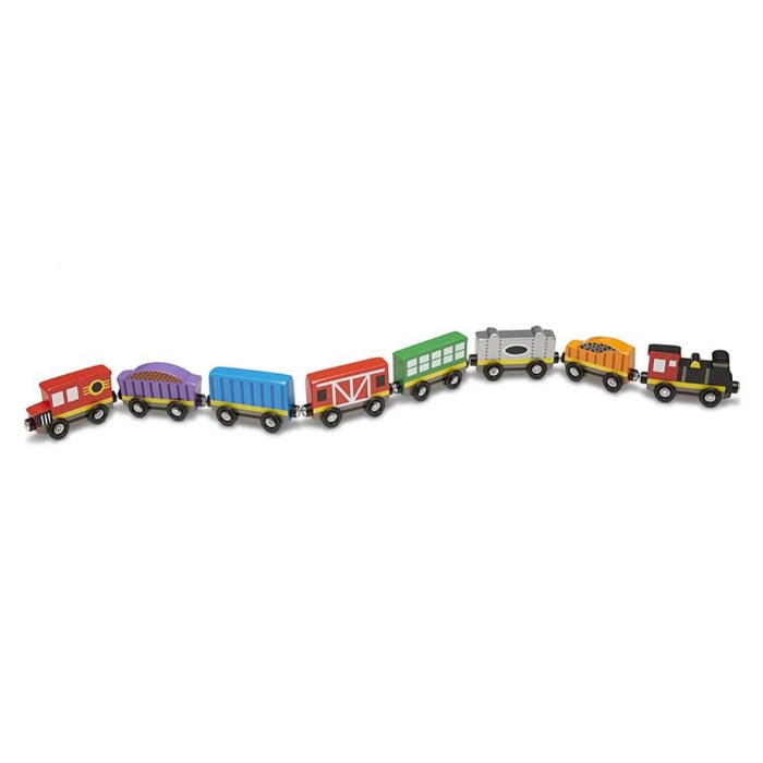 Alternate Image #1 of Wooden Magnetic Train Cars - 8 Pieces