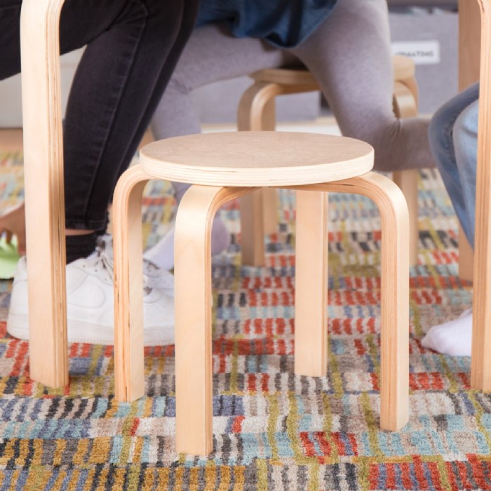 Alternate Image #1 of Natural Color 24" Round Nordic Table and 4 Stools