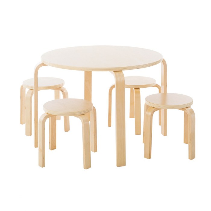 Primary Image of Natural Color 24" Round Nordic Table and 4 Stools