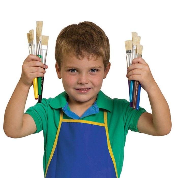 Alternate Image #1 of Flat, Stubby-Handle Paintbrushes - Set of 30