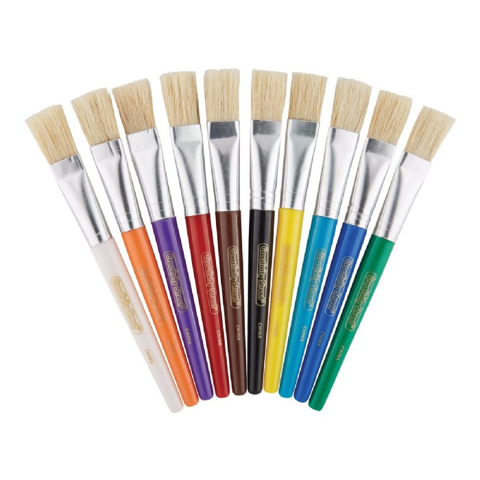 Primary Image of Flat, Stubby-Handle Paintbrushes - Set of 30