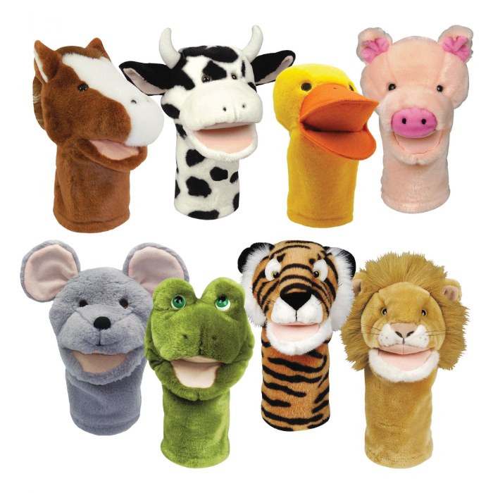 Primary Image of Plush Bigmouth Animal Hand Puppets - Set of 8