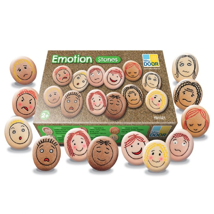 Alternate Image #1 of Tactile Facial Expressions Emotion Stones - 12 Pieces