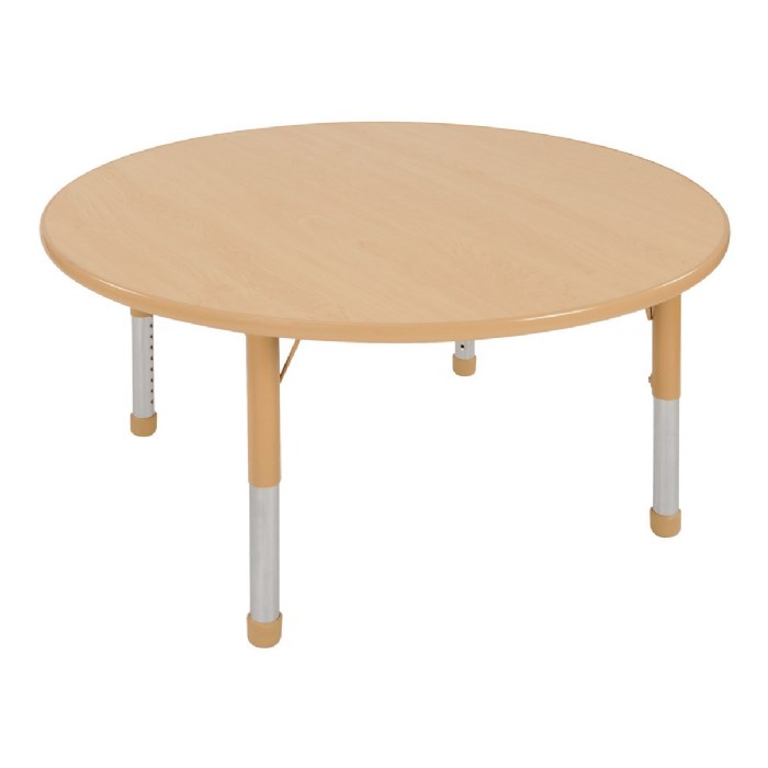 Primary Image of Nature Color Chunky 48" Round Table with 21-30" Adjustable Legs - Natural