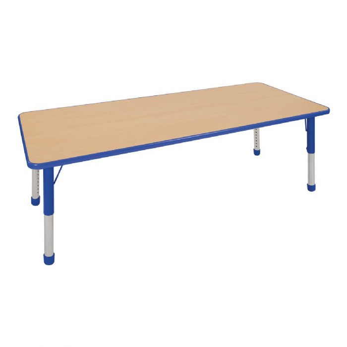 Primary Image of Nature Color Chunky 30" x 72" Table with 15-24" Adjustable Legs - Blue