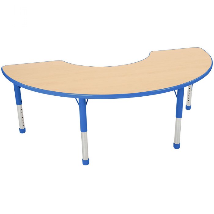 Primary Image of Nature Color Chunky 36" x 72" Half Moon Table with 15-24" Adjustable Legs - Blue