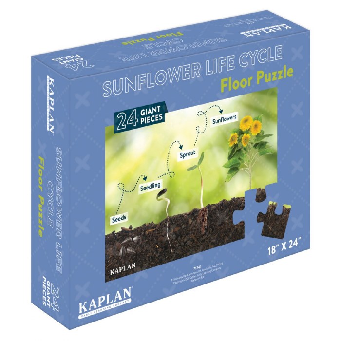 Alternate Image #1 of Sunflower Life Cycle Floor Puzzle from Seed to Sunflower - 24 Pieces