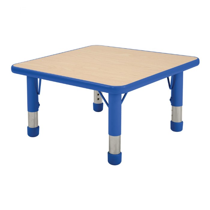 Primary Image of Nature Color Chunky 24" x 24" Table with 21-30" Adjustable Legs - Blue