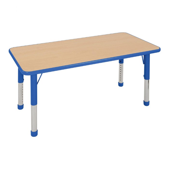 Primary Image of Nature Color Chunky 24" x 36" Table with 15-24" Adjustable Legs - Blue