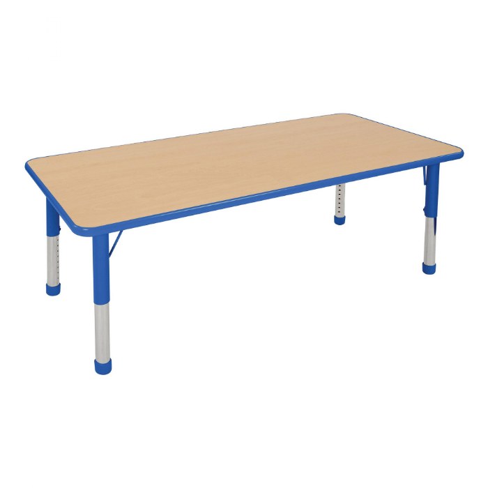 Primary Image of Nature Color Chunky 30" x 48" Table with 21-30" Adjustable Legs - Blue