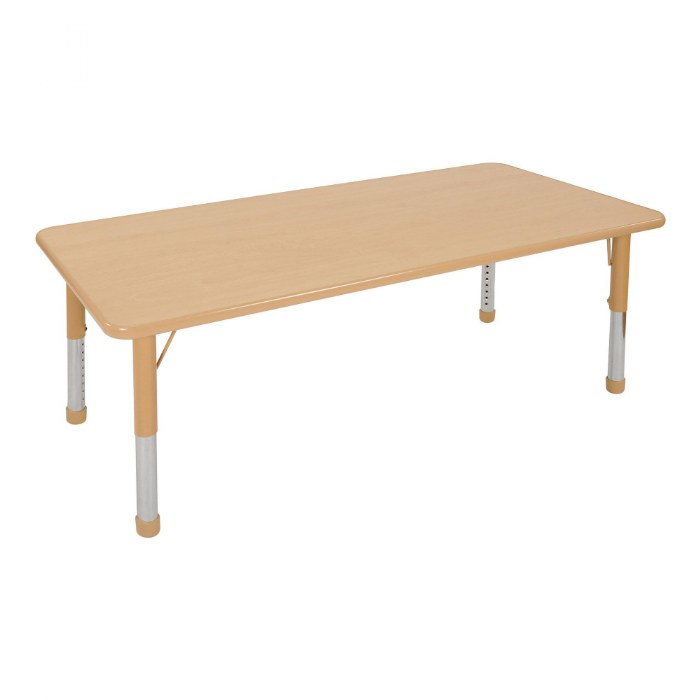 Primary Image of Nature Color Chunky 30" x 48" Table with 21" - 30" Adjustable Legs