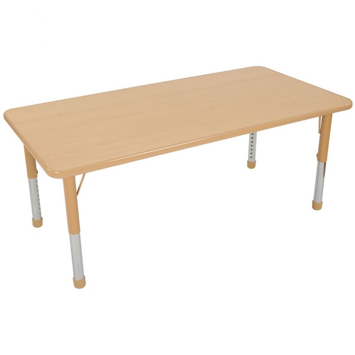 Primary Image of Nature Color Chunky 30" x 48" Table with 21" - 30" Adjustable Legs