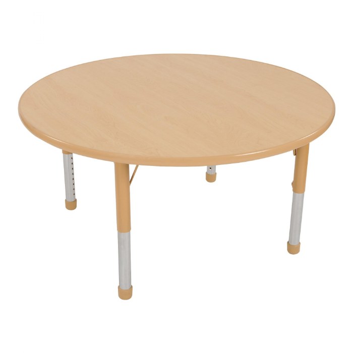 Primary Image of Nature Color Chunky 42" Round Table with 15-24" Adjustable Legs - Natural