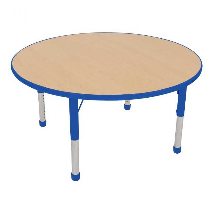 Primary Image of Nature Color Chunky 42" Round Table with 21-30" Adjustable Legs - Blue