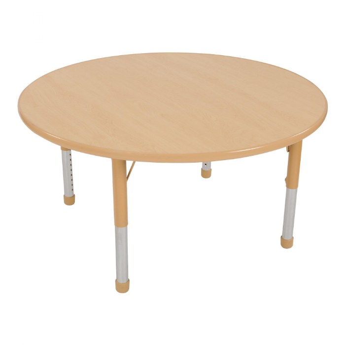 Primary Image of Nature Color Chunky 42" Round Table with 21-30" Adjustable Legs - Natural