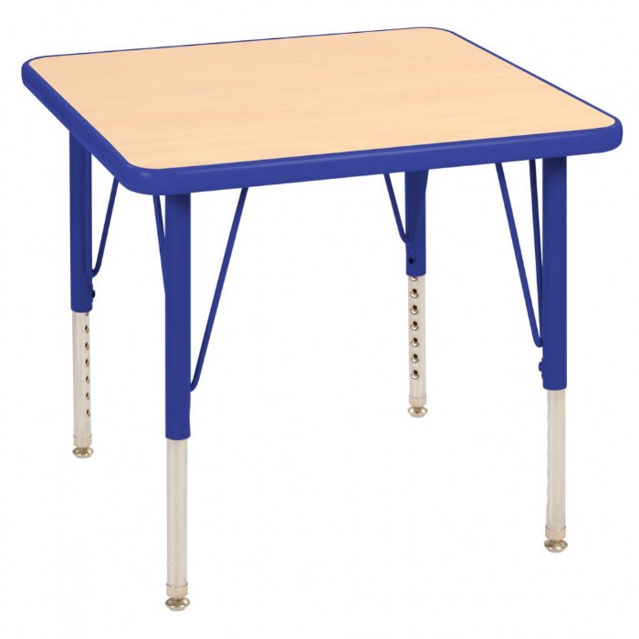 Primary Image of Nature Color 24" x 24" Square Table with 15-24" Adjustable Legs - Blue