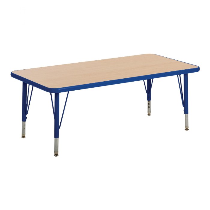 Primary Image of Nature Color 24" x 36" Rectangle Table with 15-24" Adjustable Legs - Blue